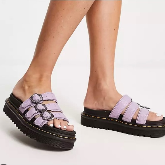 Dr. Martens Shoes - Dr. Martens Pink Blaire Platform Slide Sandals